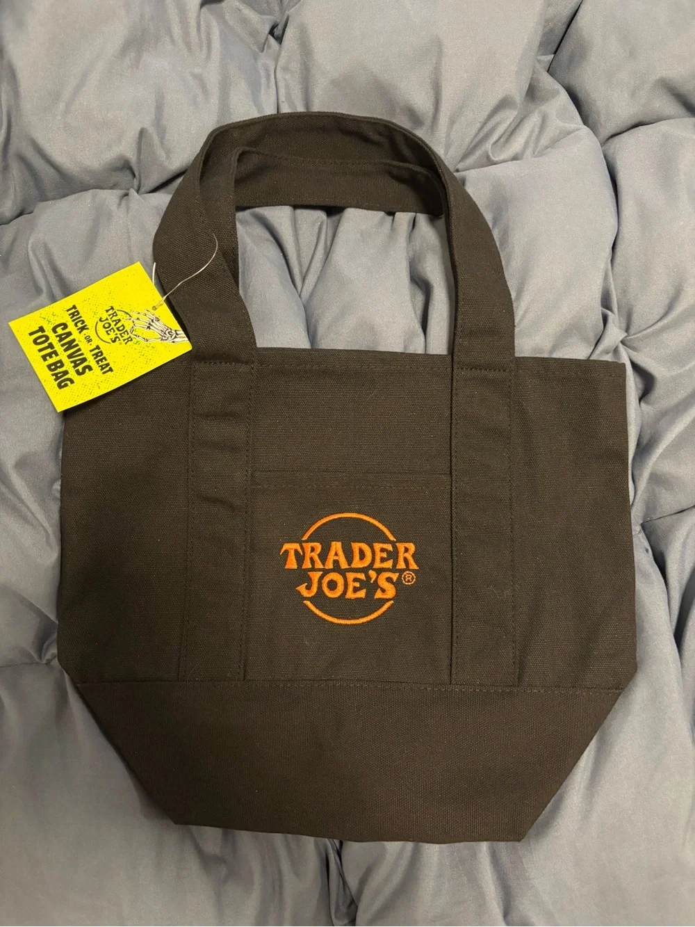 Trader Joe's Black Canvas Tote with Orange Logo